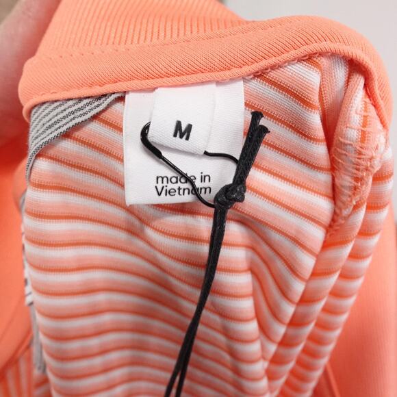 adidas adiPure Polo Shirt Mens Medium Sunglo Tricolor Stripe Golf Stretch CE0629 - Picture 8 of 12